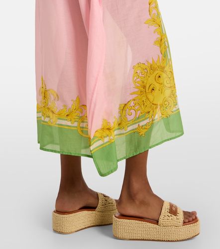Caftano in voile di cotone e seta con stampa - Versace - Modalova