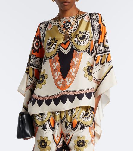 Draped printed silk twill top - La DoubleJ - Modalova