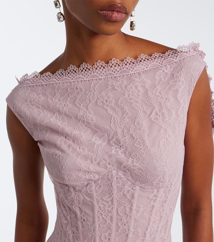 Abito lungo in georgette misto seta e pizzo - Georges Hobeika - Modalova