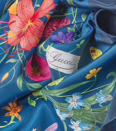 Pañuelo Flora de sarga de seda - Gucci - Modalova