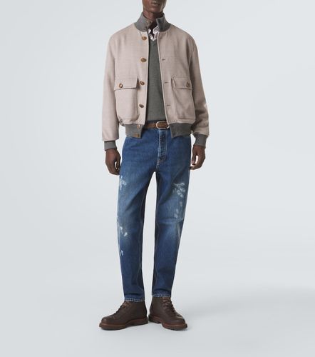 Cashmere-trimmed wool bomber jacket - Brunello Cucinelli - Modalova