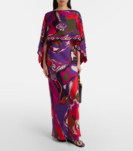 Abito lungo e mantella Orchidee in twill di seta - Pucci - Modalova