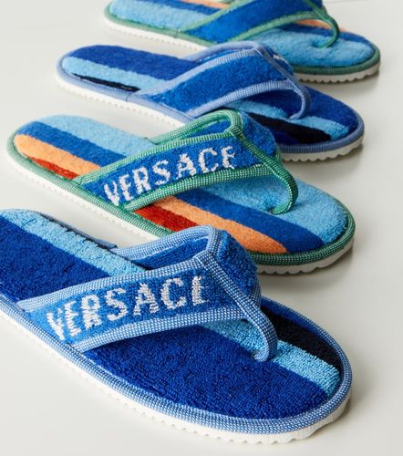 Slippers de rizo de algodón a rayas - Versace Home - Modalova
