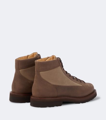 Stivali stringati con suede - Brunello Cucinelli - Modalova
