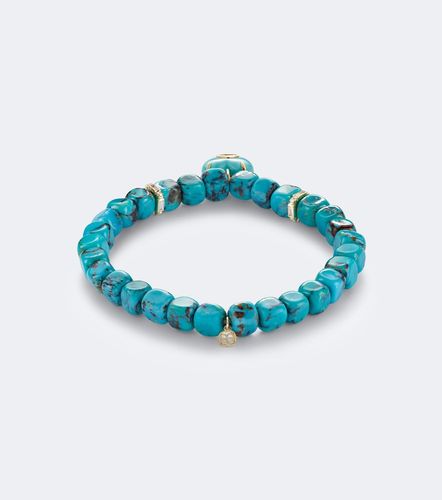 Bracciale in oro 14kt con perline, tuquoise e diamanti - Sydney Evan - Modalova