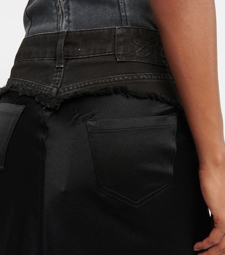 Gonna lunga in raso con denim - Blumarine - Modalova