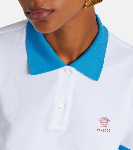 Polo de piqué de algodón bordado - Versace - Modalova
