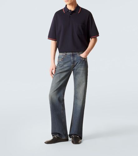 Polo de piqué en mezcla de algodón con Web - Gucci - Modalova