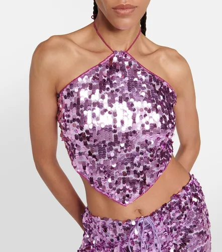 Oseree Sequined halterneck crop top - Oseree - Modalova