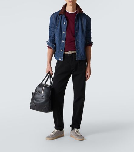 Leather-trimmed denim jacket - Brunello Cucinelli - Modalova