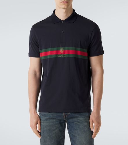 Polo de jersey de algodón con Web - Gucci - Modalova