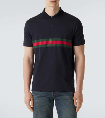 Web Stripe cotton jersey polo shirt - Gucci - Modalova