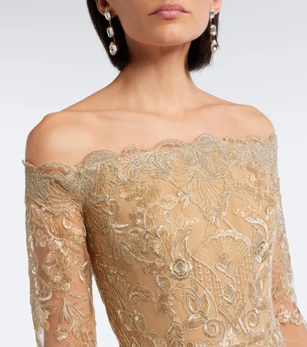 Abito lungo off-shoulder in pizzo - Elie Saab - Modalova