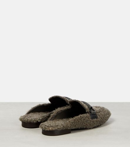 Embellished shearling slippers - Brunello Cucinelli - Modalova
