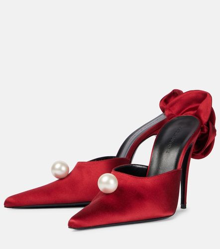 Mules de satén con flores y perlas - Magda Butrym - Modalova