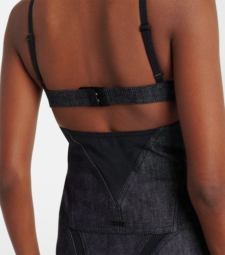 Mugler Bustier di jeans con mesh - Mugler - Modalova