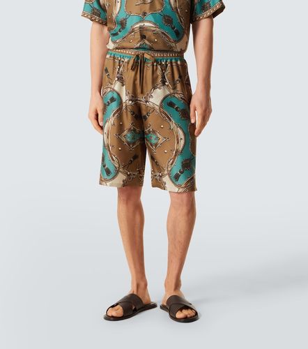 Shorts de sarga de seda estampados - Dolce&Gabbana - Modalova