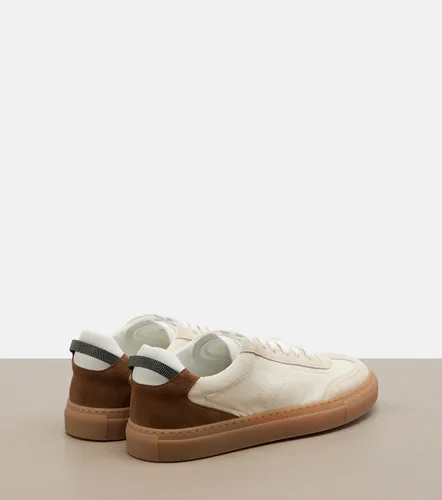 Monili suede-trimmed sneakers - Brunello Cucinelli - Modalova
