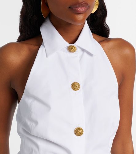 Vestido corto de popelín de algodón plisado - Balmain - Modalova
