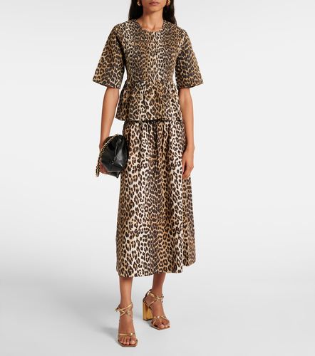 Top de algodón con estampado de leopardo - Ganni - Modalova