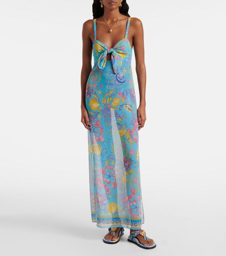 Abito lungo semitrasparente con cut-out e stampa - Versace - Modalova