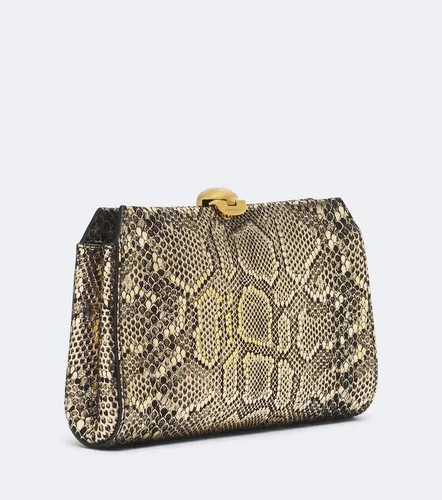 Lou snake-effect leather clutch - Nour Hammour - Modalova