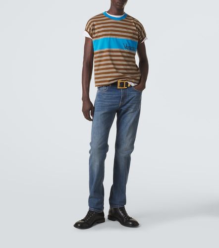 Camiseta de algodón a rayas con logo - Versace - Modalova