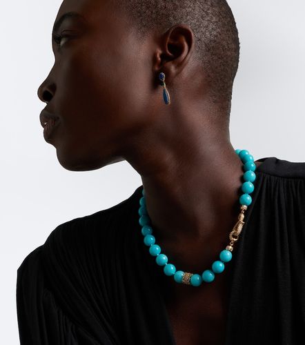 Infinite Large 18kt gold beaded necklace with amazonites and diamonds - Suzanne Kalan - Modalova