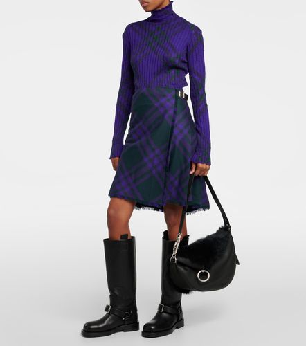 Borsa a spalla Knight Medium in pelle e shearling - Burberry - Modalova