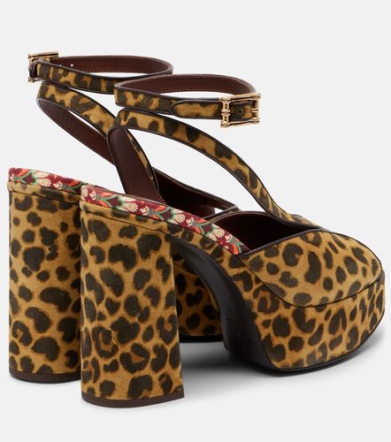 Leopard-print canvas platform sandals - Etro - Modalova