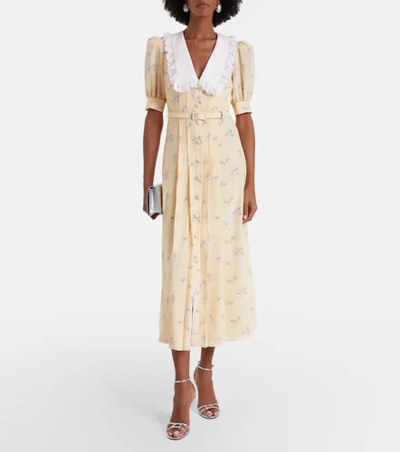 Vestido de seda floral con encaje - Alessandra Rich - Modalova