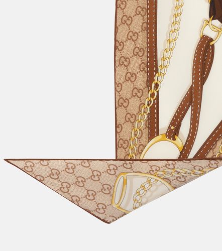 Bufanda reversible de sarga de seda estampada con GG - Gucci - Modalova