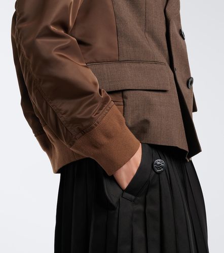 Double-breasted wool and technical jacket - Sacai - Modalova