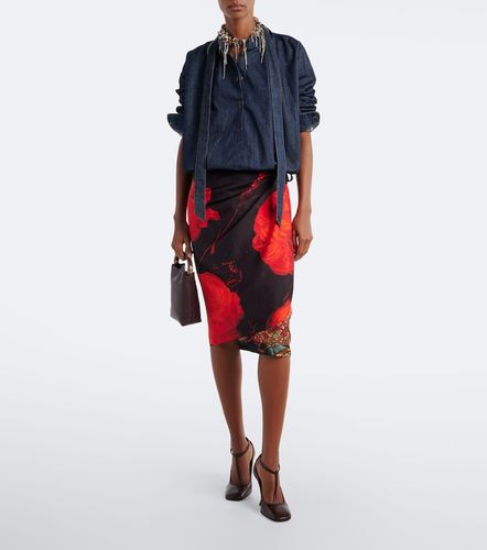 Gonna a portafoglio in seta con stampa - Dries Van Noten - Modalova
