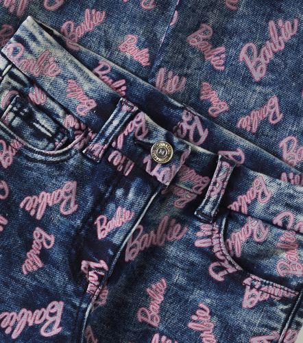 X Barbie® jeans rectos estampados - Monnalisa - Modalova