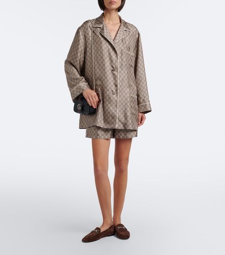 Camicia pigiama in twill di seta GG - Gucci - Modalova