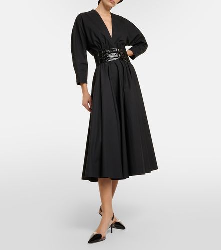 Alaïa Midikleid aus Baumwolle mit Leder - Alaia - Modalova