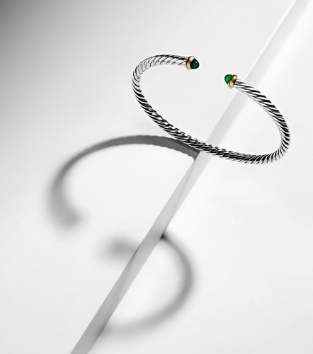 Cable FlexÂ® sterling and 14kt gold cuff bracelet with onyxes - David Yurman - Modalova