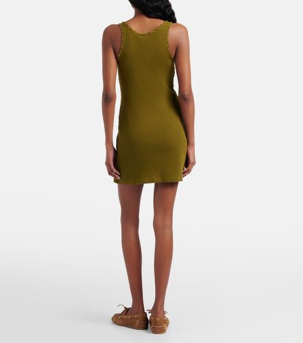 Abito corto in cotone pointelle con pizzo - Miu Miu - Modalova