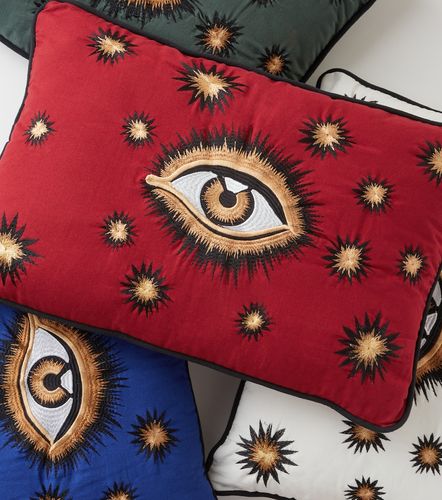 Cuscino Eye in cotone ricamato - Les-Ottomans - Modalova