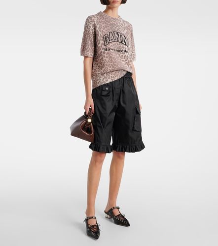 Logo leopard-print wool-blend top - Ganni - Modalova