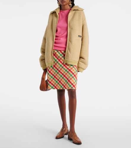 Giacca blouson in pile con logo - Miu Miu - Modalova