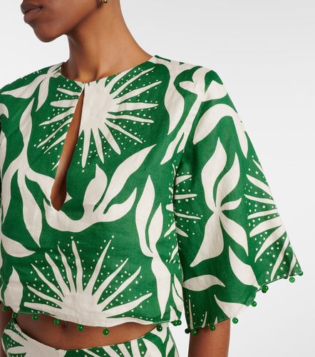 Crop top Iris de lino estampado con cuentas - Cala de la Cruz - Modalova