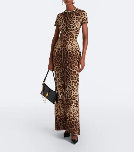 Embellished leopard-print silk-blend gown - Dolce&Gabbana - Modalova