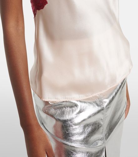 Top lencero de satén de seda con encaje - Saint Laurent - Modalova