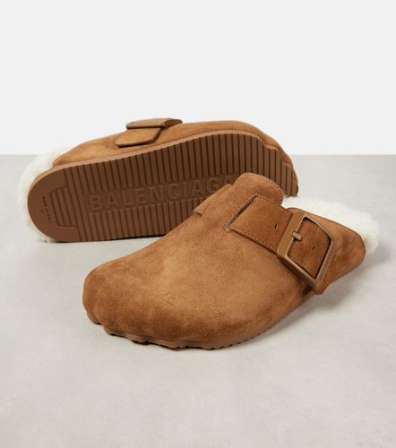 Mules Sunday in suede con shearling - Balenciaga - Modalova