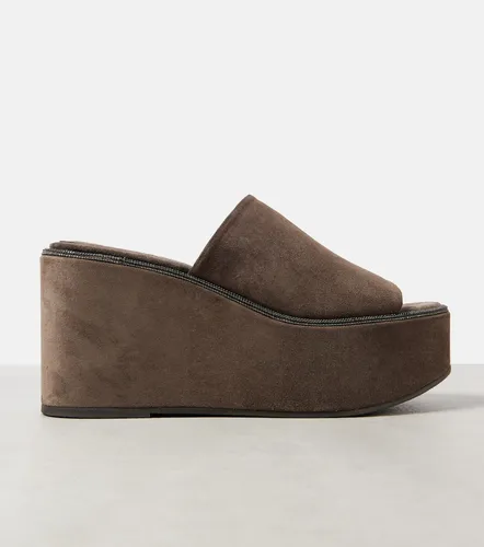 Monili suede wedge mules - Brunello Cucinelli - Modalova