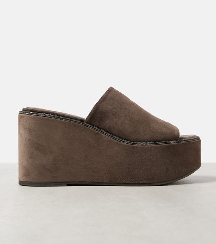 Mules in suede con monili - Brunello Cucinelli - Modalova