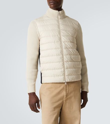 Down-paneled wool-trimmed zip-up cardigan - Moncler - Modalova