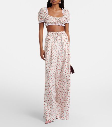Crop top de popelín de algodón con encaje - Dolce&Gabbana - Modalova